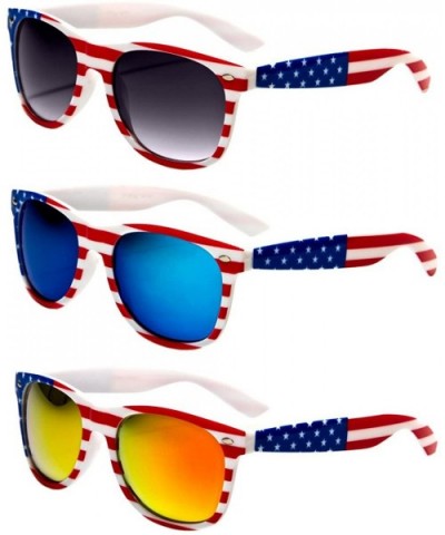 White Classic American Patriot Flag Print Sunglasses USA - White - C612ITSPRDV $11.50 Wayfarer