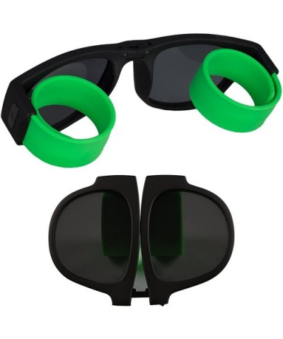 Foldable Sunglasses- Flexible Silicone Frame and Temples- Roll and Clip On - Green - CH17YHL988K $8.48 Wayfarer
