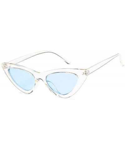 Women Fashion Triangle Cat Eye Sunglasses with Case UV400 Protection Beach - Transparent Frame/Blue Lens - C718WTDXYAC $12.47...