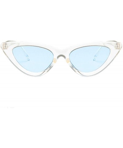 Women Fashion Triangle Cat Eye Sunglasses with Case UV400 Protection Beach - Transparent Frame/Blue Lens - C718WTDXYAC $12.47...