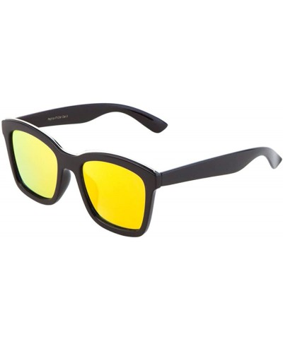 Large Square Sunglasses Flat Lens Color Mirror Metal Brow Mod Fashaion - Orange - CU12O25X2OI $4.89 Aviator