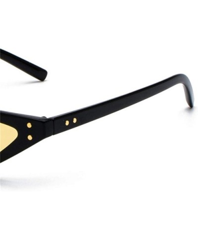 Retro Cat's Eye Sunglasses Triangle Transparent Colored Glasses - 0005 black Frame + Yellow Lenses C4 - CD18OEXO2AR $6.57 Cat...