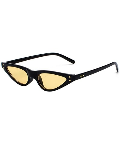 Retro Cat's Eye Sunglasses Triangle Transparent Colored Glasses - 0005 black Frame + Yellow Lenses C4 - CD18OEXO2AR $6.57 Cat...
