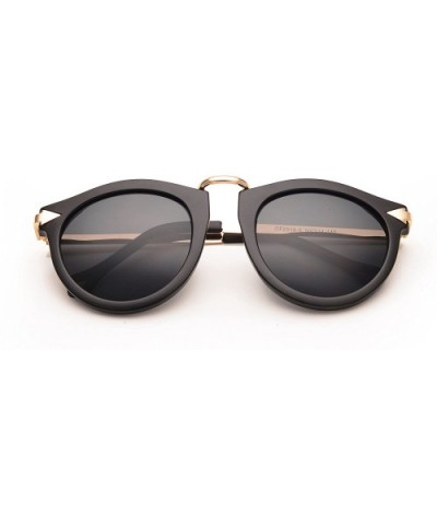 Women's Unisex Arrow Style Sunglasses Metal Frame Round Sunglasses - Matte Black - C6121UTS017 $6.86 Round