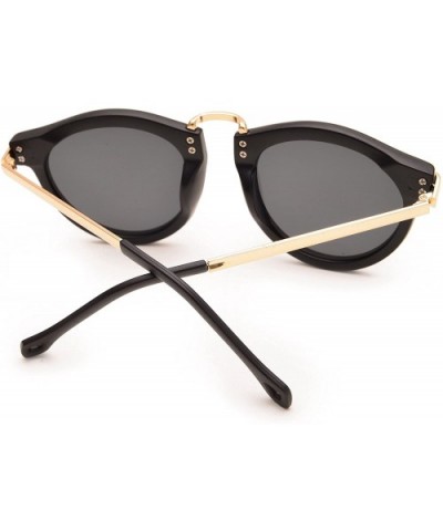 Women's Unisex Arrow Style Sunglasses Metal Frame Round Sunglasses - Matte Black - C6121UTS017 $6.86 Round