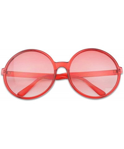 Round Two Tone Color Tinted Large Circular Festival Sunglasses Plastic Frame - 2-pack Red Frame - Red - CX18IQGO26T $14.39 Sq...