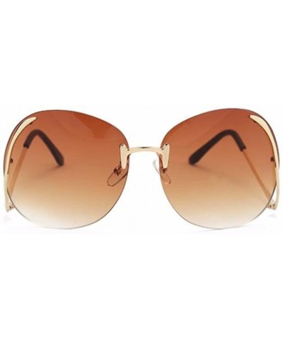 Women Elegant Oversized UV400 Sunglasses Lady Party Prom Travel Glasses Goggle - Brown - CD182OE67AO $7.25 Rimless