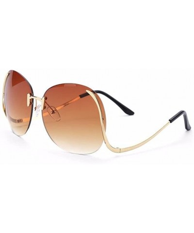 Women Elegant Oversized UV400 Sunglasses Lady Party Prom Travel Glasses Goggle - Brown - CD182OE67AO $7.25 Rimless