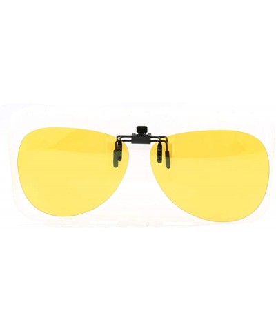 Women Men Clip-On Polarized Aviator Sunglasses Flip up nightvision driving - Night Vision - CY192W5S80W $6.74 Aviator