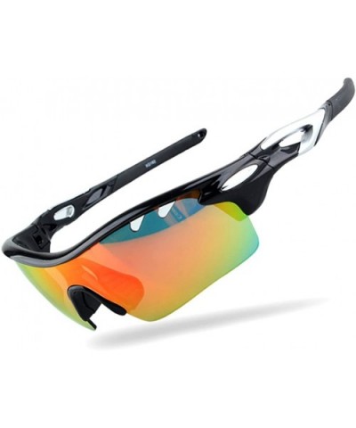 Topsports Polarized Sport Cycling Sunglasses 3 lenses Men Driving Glasses - Black&silver - CZ1867U8K4I $27.10 Sport