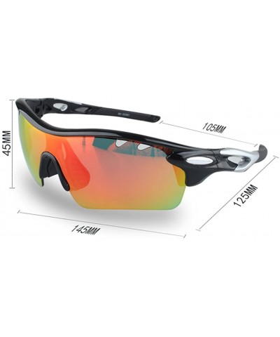 Topsports Polarized Sport Cycling Sunglasses 3 lenses Men Driving Glasses - Black&silver - CZ1867U8K4I $27.10 Sport