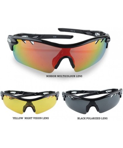 Topsports Polarized Sport Cycling Sunglasses 3 lenses Men Driving Glasses - Black&silver - CZ1867U8K4I $27.10 Sport