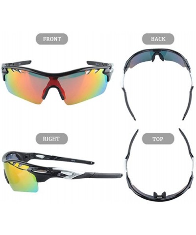 Topsports Polarized Sport Cycling Sunglasses 3 lenses Men Driving Glasses - Black&silver - CZ1867U8K4I $27.10 Sport