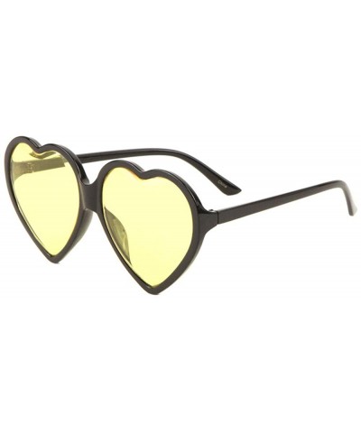 Heart Shape Glass Cut Lens Sunglasses - Yellow - C41988Y33HQ $9.94 Butterfly
