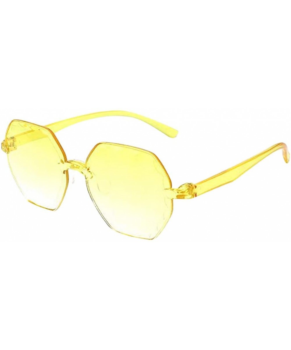 Polarized Sunglasses Protection Irregularity Multilateral - Yellow - CI190R79IAY $5.00 Rimless