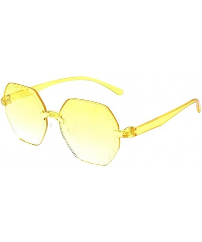 Polarized Sunglasses Protection Irregularity Multilateral - Yellow - CI190R79IAY $5.00 Rimless