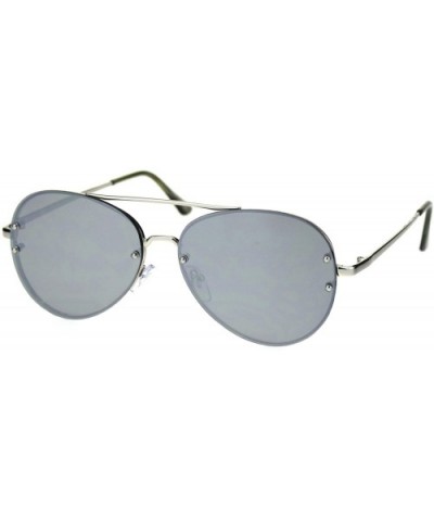 Reflective Color Mirror Lens Rimless Pilots Sunglasses - Silver Silver Mirror - C118RW4Q49U $11.71 Rimless