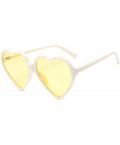 Yellow Pink Red Glasses Large Women Lady Girls Oversized Heart Shaped Retro Sunglasses Cute Love Eyewear - C04 - CB18W5ENGUR ...