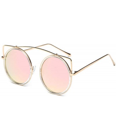 Men Women Clear Lens Sunglasses Metal Spectacle Frame Fashion Sunglasses - F - CC18SQR23CT $5.61 Aviator