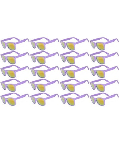 Wholesale set of 20 Pairs Mirrored Reflective Colored Lens Sunglasses Matte - 20_pack_purpl_mirr - C512O1FENX9 $33.31 Goggle