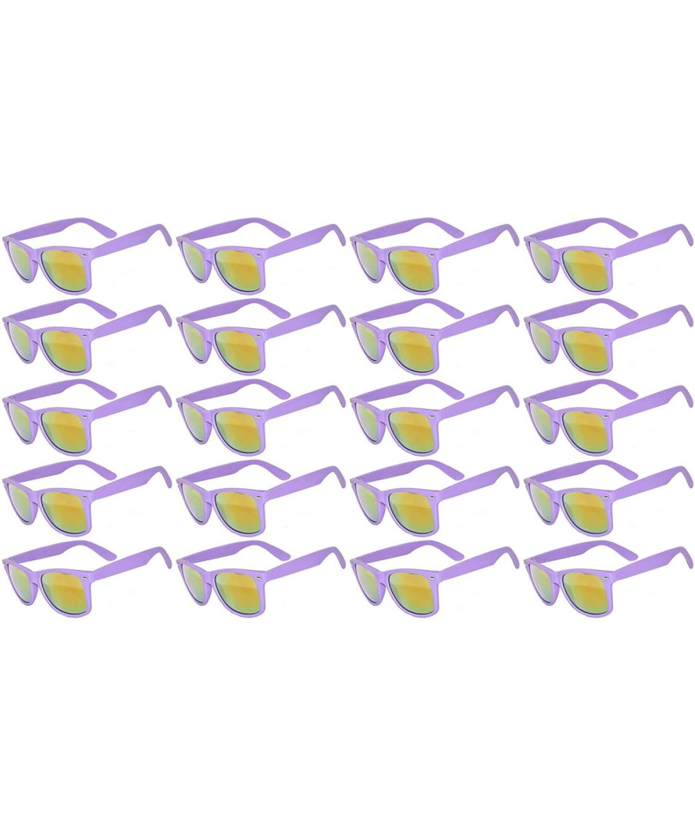 Wholesale set of 20 Pairs Mirrored Reflective Colored Lens Sunglasses Matte - 20_pack_purpl_mirr - C512O1FENX9 $33.31 Goggle