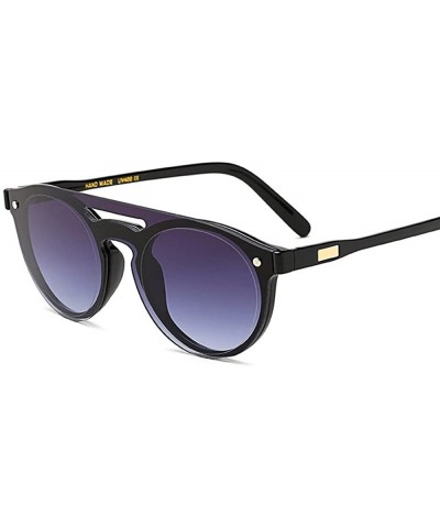Luxury Flat Top Fashion Sunglasses Women Brand Designer Oversized Clear 998012Y - Black - CW184T5LZ9X $9.72 Oval