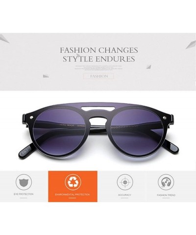 Luxury Flat Top Fashion Sunglasses Women Brand Designer Oversized Clear 998012Y - Black - CW184T5LZ9X $9.72 Oval