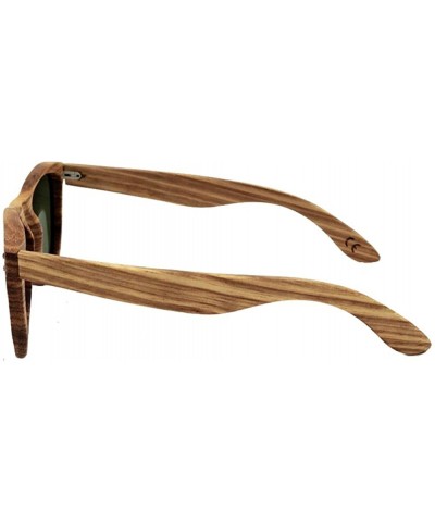 Wood Sunglasses with Polarized Lens Striped Wood Frame with Wooden Box - Gray - CH12HKE9RJZ $33.50 Sport
