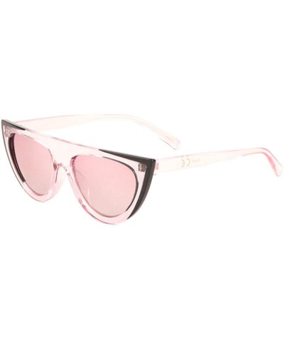 Flat Top Sharp Cat Eye Sunglasses - Pink Crystal - CT198D9DX55 $11.89 Cat Eye