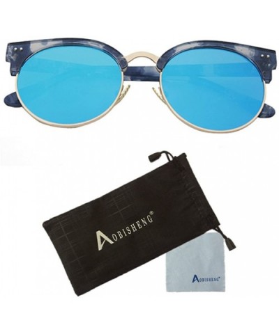 Vintage Half Frame Horn Rimmed Sunglasses - Blue - CZ12GY08F99 $7.85 Rimless