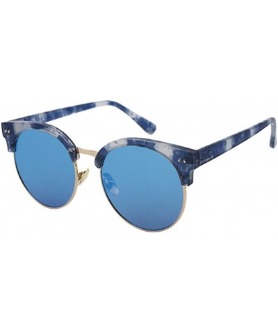 Vintage Half Frame Horn Rimmed Sunglasses - Blue - CZ12GY08F99 $7.85 Rimless