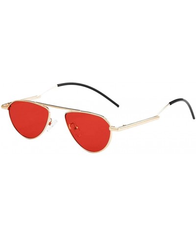 Oval Sunglasses Women Men Candy Color Sun Glasses Metal Frame - Gold+red - C71962CS7SK $4.83 Oval