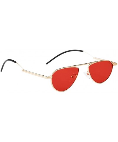 Oval Sunglasses Women Men Candy Color Sun Glasses Metal Frame - Gold+red - C71962CS7SK $4.83 Oval