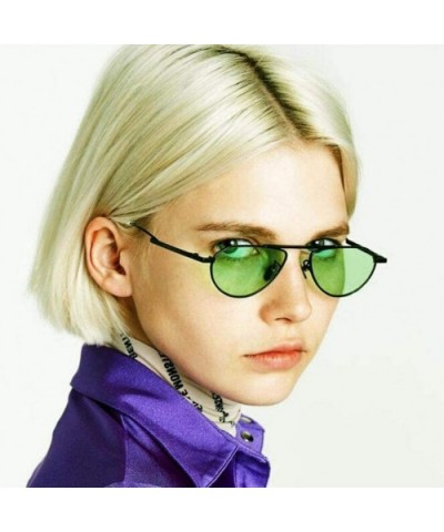 Oval Sunglasses Women Men Candy Color Sun Glasses Metal Frame - Gold+red - C71962CS7SK $4.83 Oval