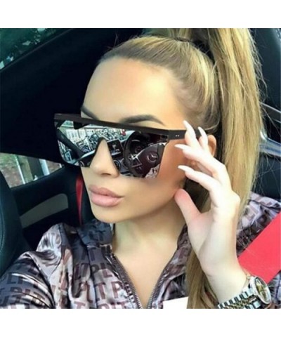 Vintage Retro Sunglasses for Women Men Square Shape Mirrored Sunglasses Hip-Hop Party Glasses - E - C918TKHTOUG $6.50 Oversized