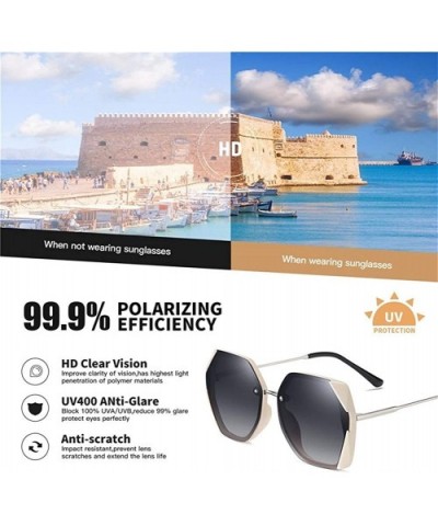 Women Sunglasses Polarized Oversized Frame Gradient Lens Square Sun Glasses For Female Goggle UV400 - C2brown - C6199I4IYSK $...