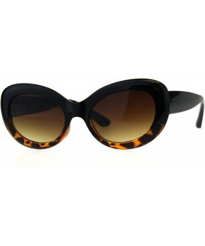 Womens Retro Minimal Mod Plastic Oval Round Goth Sunglasses - Black Tortoise Brown Smoke - CT18E4K3KKG $7.05 Oval