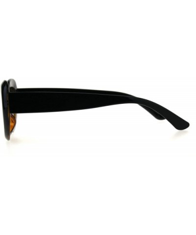 Womens Retro Minimal Mod Plastic Oval Round Goth Sunglasses - Black Tortoise Brown Smoke - CT18E4K3KKG $7.05 Oval