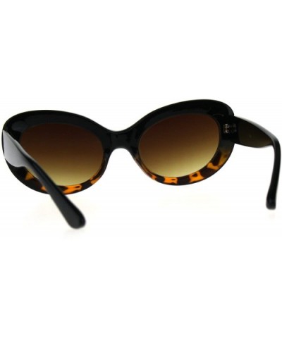 Womens Retro Minimal Mod Plastic Oval Round Goth Sunglasses - Black Tortoise Brown Smoke - CT18E4K3KKG $7.05 Oval