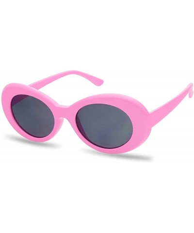 Oval Translucent Colorful Clout Goggles Frame Retro Color Transparent Neutral Lens Sun Glasses - Pink - C3189K276Q3 $8.21 Oval