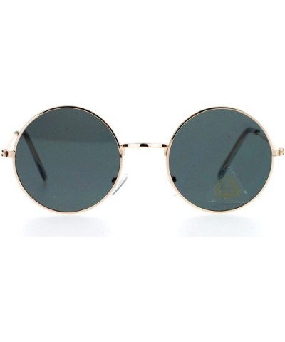 Ultra Flat Lens Trendy Circle Round Lens Retro Hippie Sunglasses - Gold Black - CY129K8N3JT $8.39 Round
