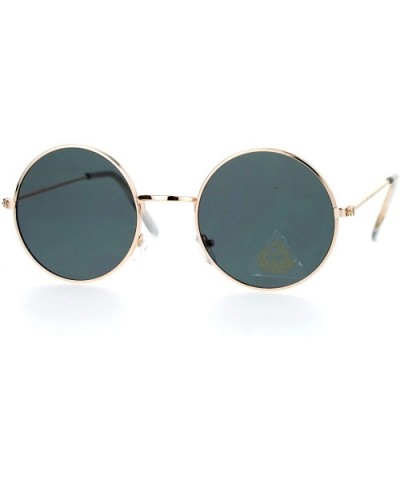 Ultra Flat Lens Trendy Circle Round Lens Retro Hippie Sunglasses - Gold Black - CY129K8N3JT $8.39 Round