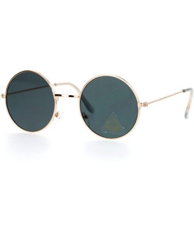 Ultra Flat Lens Trendy Circle Round Lens Retro Hippie Sunglasses - Gold Black - CY129K8N3JT $8.39 Round