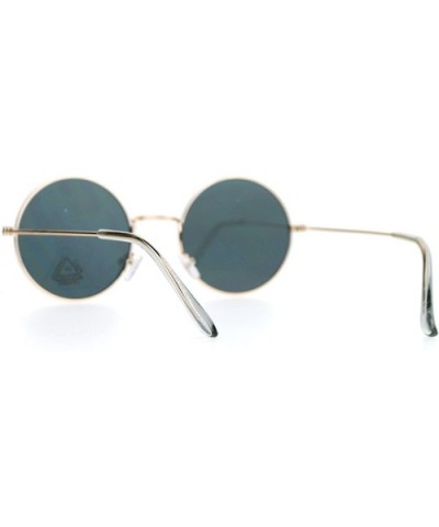 Ultra Flat Lens Trendy Circle Round Lens Retro Hippie Sunglasses - Gold Black - CY129K8N3JT $8.39 Round