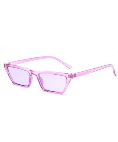 Women Retro Slim Rectangular Cat Eye Fashion Sunglasses - Purple - CO18IQG5AA6 $5.18 Rectangular