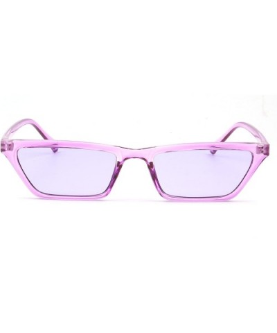 Women Retro Slim Rectangular Cat Eye Fashion Sunglasses - Purple - CO18IQG5AA6 $5.18 Rectangular