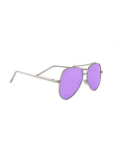 Unisex Sunglasses Metal Double Bridge Frame AVIATOR Polarized UV400 - Silver Metal Frame/ Mirror Violet Lens - CT18GWL88SE $6...