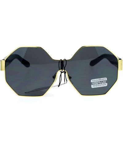 Octagonal Shield Robotic Large Futuristic Fashion Sunglasses - Gold Black - C812O2OACJN $8.01 Shield