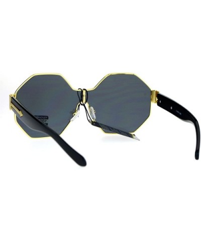 Octagonal Shield Robotic Large Futuristic Fashion Sunglasses - Gold Black - C812O2OACJN $8.01 Shield