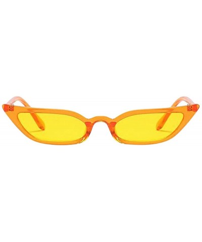 Retro Vintage Narrow Cat Eye Sunglasses Clout Goggles Small Frame UV400 for women - Yellow - CI195AW9DLR $6.34 Goggle